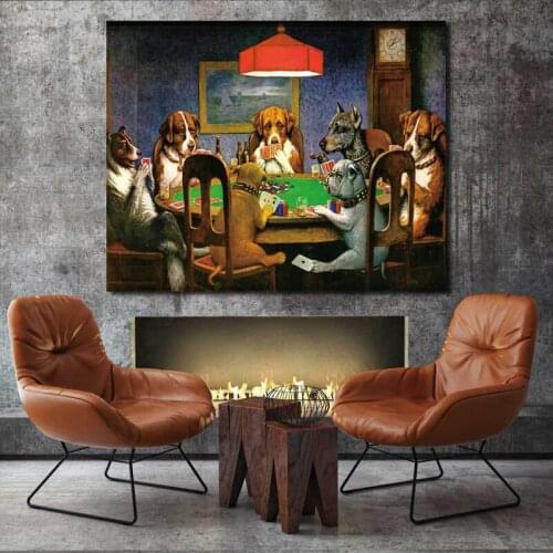 Paint by number art painting by numbers Art party dog playing cards, billiards, creative painting, restaurant decompression