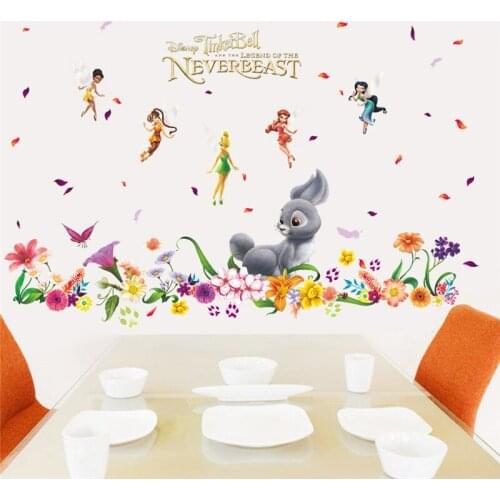 Carton fairy angles hare flower decorative kids bedroom girls baby nursery decorations wall stickers sticker home decor decal