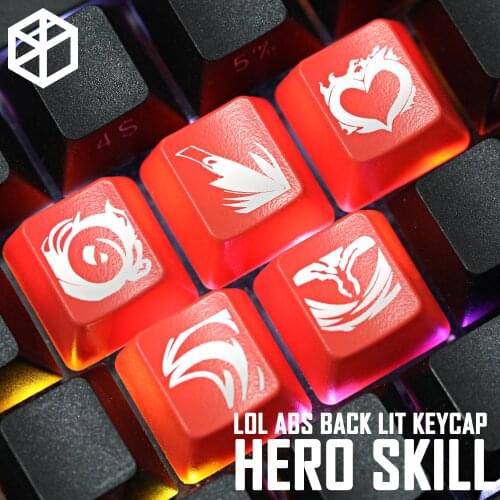 Novelty Shine Through Keycaps ABS Etched, Shine-Through lol black red r2 hero skill Garen Yi Evelynn LeBlanc Talon