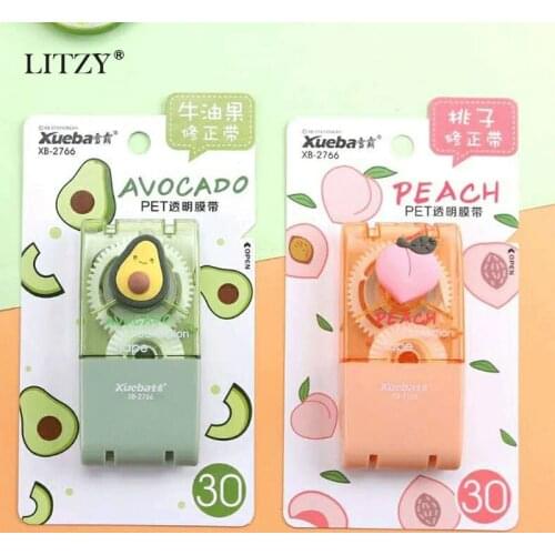 LITZY Avocado Correction Tape Set Cute Student Study Stationery School Portable Peach Correction Tool Office Stationery Supplies