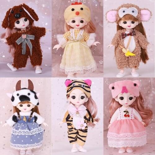 New 16 cm BjD Doll 13 Movable Joints 3D Eyes Fashion College Style Girl Dolls DIY Dress Up Surprise Toy Christmas Gift For Girl