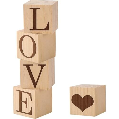 5/6/7 cm Square Wooden Blocks Personalized Engraved Name Date Birthday Anniversary Party Decor Wood Block