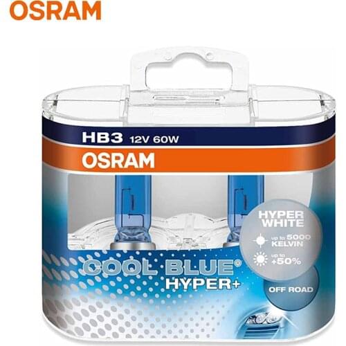 OSRAM HB3 Cool Blue Hyper + White 5000K 9005CBH+ Halogen ​Original Headlight Car Light Brightness + 50％12V 60W (2 Pcs)