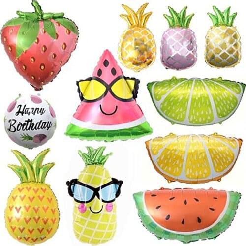 Summer Fruits DIY Foil Balloons Hawaiian Pineapple Party Tropical Wedding Birthday Watermelon Party Hawaii Strawberry Lemon Deco