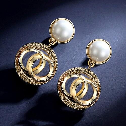 Copper Earrings Women Hollow Out Jewelry Accessories Fashion Pearl Earrings Female 2020 Piercing Earings