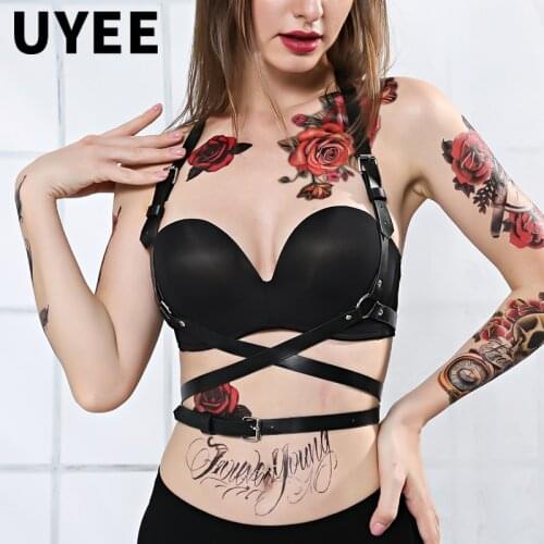 UYEE Trendy Leather Harness Sexy Lingerie Belt Adjustable Leather Garter Women Straps For Female Erotic Waist Body Suspenders