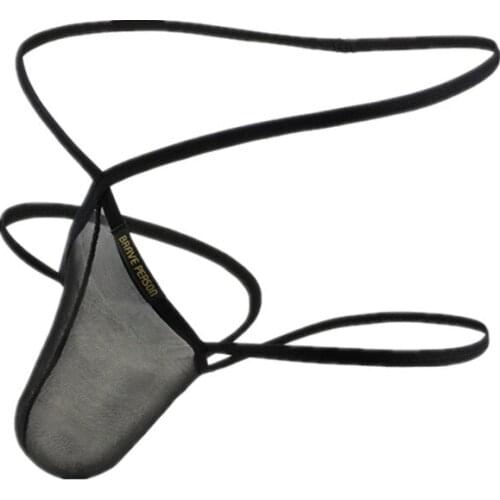 Mens Sexy Double G-string Thongs Mesh Briefs Low Waist Jockstrap Panties Penis Pouch Underwear Transparent Breathable