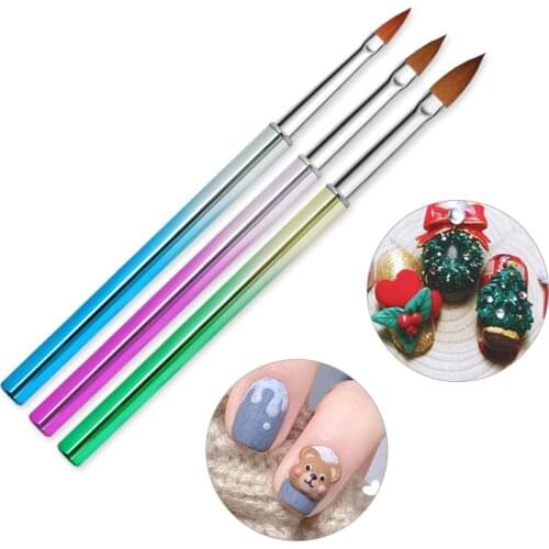 3Pcs Sculpture Nail Brush Set Color Painting Pen Drawing Carving Brushes Extension Nail Gel Polish Manicure Brush Nail Art Tools