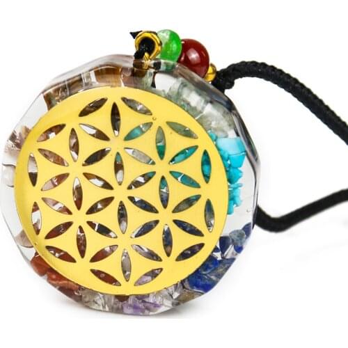 Natural Crystal 7 Chakra Necklace Life Flower Merkaba Metatron Cube Om Yoga Sri Yantra Meditation flower of life Horus Jewelry