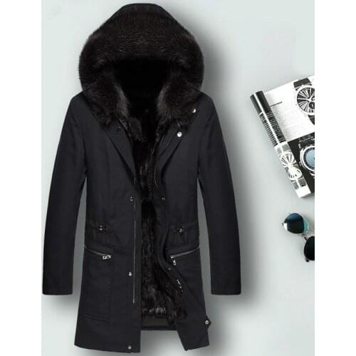 Real Fur Coat Men Mink Fur Liner Raccoon Fur Collar Winter Jacket Men Real Fur Parka for Mens Clothing Casaco 1850 YY818