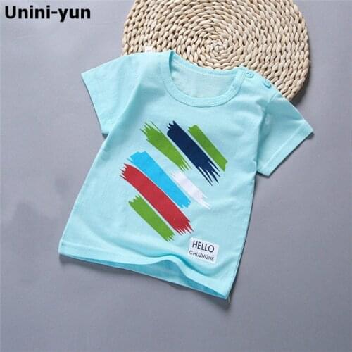 [Unini-yun]6M-7T Baby Boy Solid T shrit Kids 100% Cotton T-shirts Short sleeve Children Boys Tops Sports Tee Shirts Summer Girls