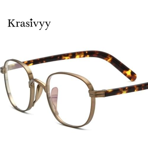 Krasivyy Square Pure Titanium Glasses Frame Men Brand Designer Myopia Prescription Eyeglasses 2021 Japan Vintage Optical Eyewear