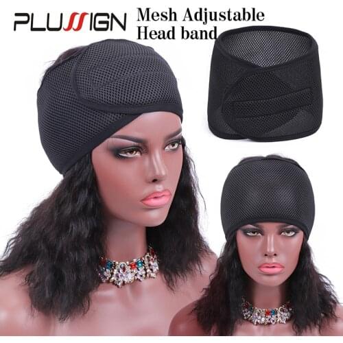 Plussign New 5Pcs/Lot Non Slip Adjustable Lace Wig Headband Foam Mesh Wrap Wig Band Soft Polyester Mesh Belt Bonnets Black Red