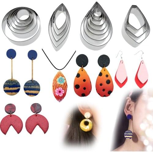 20pcs Clay Cutter Stainless Steel Drop Round Ceramic Pottery Designer DIY Polymer Clay Craft Cutting Mold for Jewlery Pendant