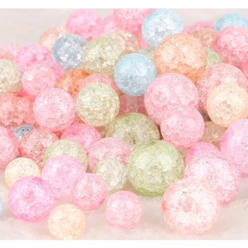 Pink Rainbow Crack Glass Crystal Stone Beads 6mm 8mm 10mm 15.5'' Flower Beads For Jewelry Making DIY Bracelet Necklace Findings