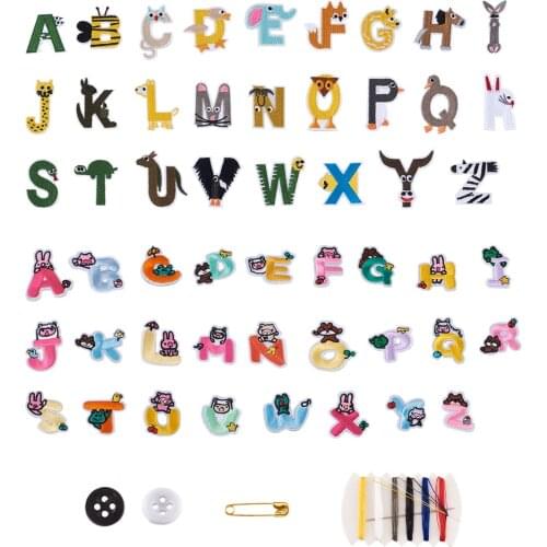 Iron on Letter Patches Alphabet A-Z Sew on Applique Patches Embroidered with Sewing Kits for Clothing Sewing DIY Accessory