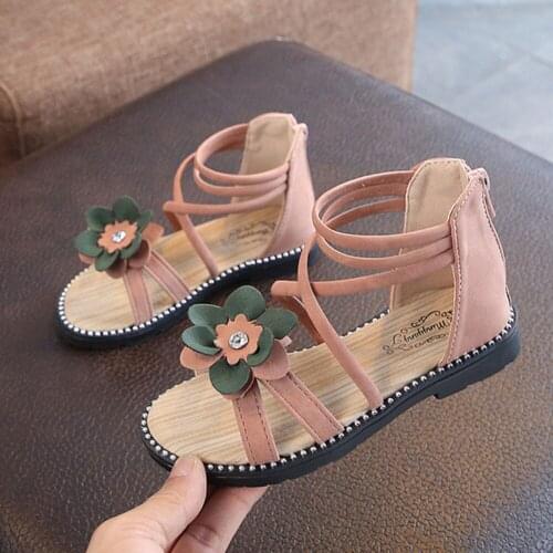 Big Girls Sunflower Sandals Gladiator Strap Shoes Kids Summer Zipper Sandals Flower Girls Children Boho Casual Beach Sandals 3t