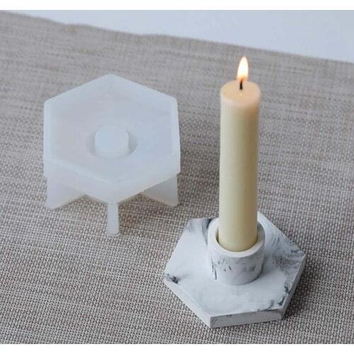 Silicone Candlestick Mould Candle Holder Ashtray Craft Hexagon Epoxy Resin Mold