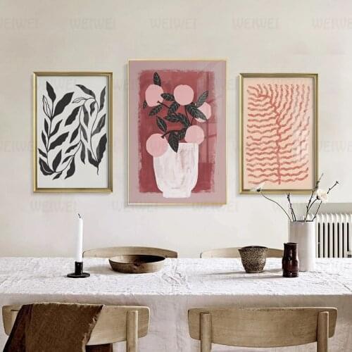 Modern Simplicity Abstract Color Vase Leaf Canvas Painting Print Poster Picture Wall Living Room Kitchen Scandinavian Decoration