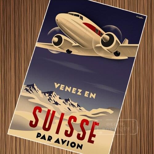 Suisse Air Alps Mount Switzerland SwissTour Travel Retro Poster Canvas Painting DIY Wall Paper Posters Home Decor Gift