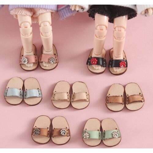 Ob11 baby shoes cowhide small slippers sandals doll clothes ,holala, GSC body shoes, BODY9, 1/12bjd doll shoes doll accessories