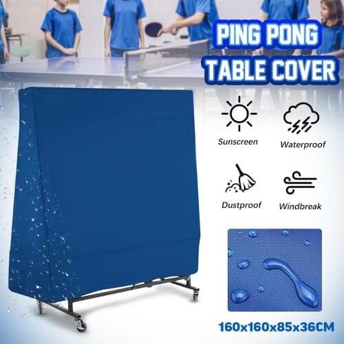 300D Waterproof Ping Pong Table Cover Tennis Cover Protect Outdoor Indoor Anti-UV Dustproof Cover 160x85x160cm Blue