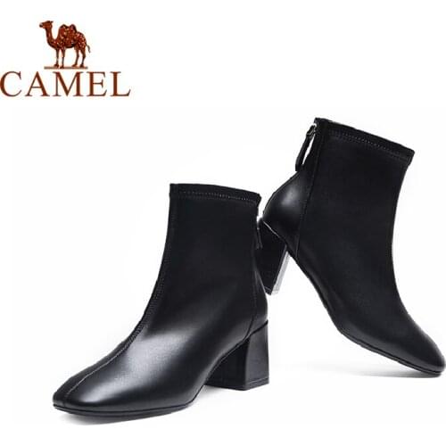 CAMLE 2021 Spring Autumn New Fashion High Heel Ankle Boots for Women Square Toe Thick Heel Boots Elegant Ladies Shoes