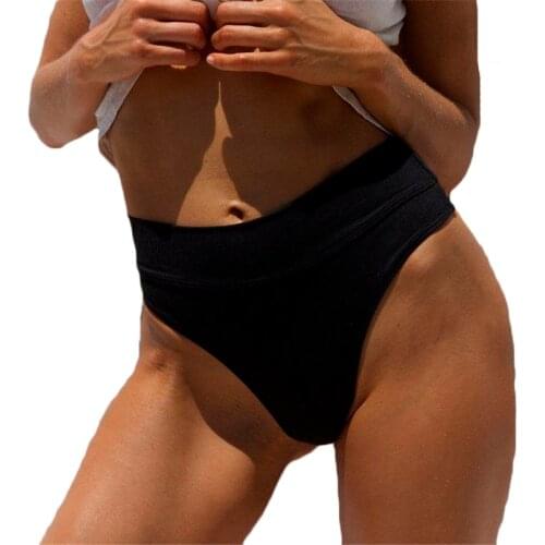 Fashion sexy woman summer bikini bottoms high waist solid Two-Piece Separates beach Briefs female Triangle Brazilian Underwear