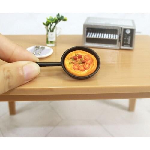 1:12 Miniature Pizza Set Mini Tomato Bacon Pizza + Pan for Blyth OB11 BJD Doll House Kitchen Play Toys Pretend Food Accessories