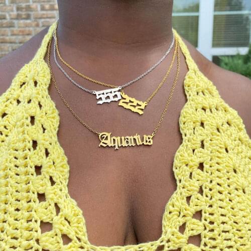 111 333 444 222 777 Angel Number Necklaces For Women Stainless Steel Gold Chain Pendant Necklace 2021 Trend Minimalist Jewelry