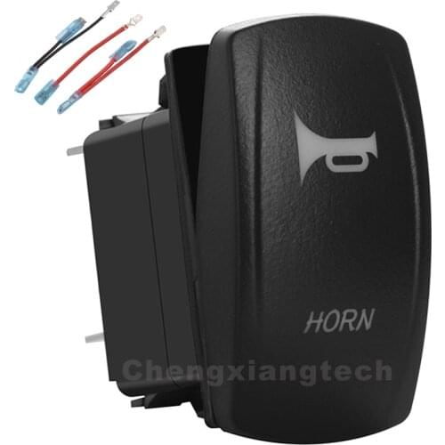 Horn White Led Rocker Switch 3 pin MOMENTARY ON / OF SPST 12v 24v + Jumper Wires Set for Car Boat Waterproof