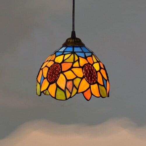 20cm Creative Vintage Tiffany Colored Glass Living Room Dining Room Bedroom Aisle Small Droplight Taiyanghua Glass Lamp