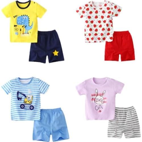 2021 Kids Clothes Toddler Boys Cartoon Outfits Baby Girls Summer Tees Suits Children Clothing T-shirt and Shorts set
