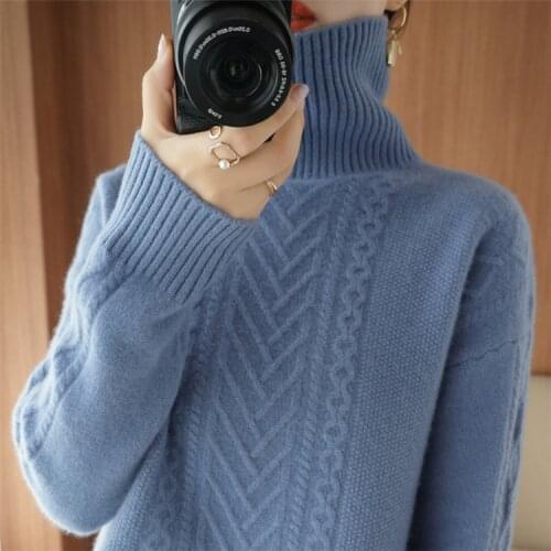 2021 new womens high neck sweater Korean spring and autumn sweater fashion knitted casual cotton