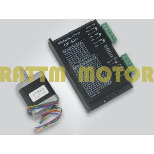 4- lead NEMA17 stepper motor 48mm/1.8A 78 oz-in & driver with CW5045 256 microstep and 4.5A current for CNC Router