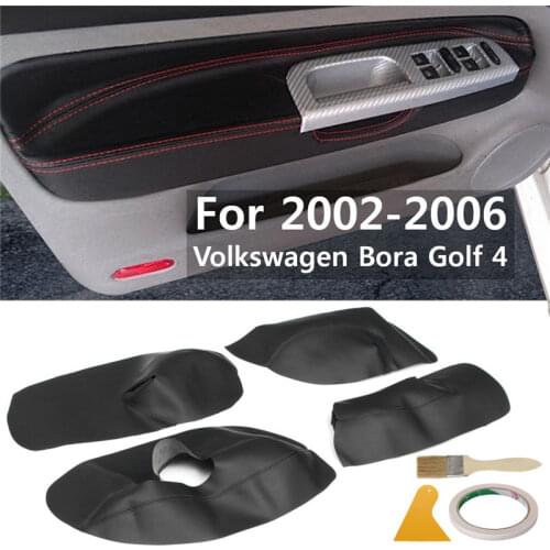 4Pcs/Set Car Protective Interior Door Panel Microfibre Leather Cover Accessory For Volkswagen Bora Golf 4 2002 2003 2004 05 06