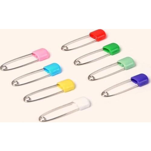 5 Pcs Plastic Head Safety Pins Baby Kids Cloth Nappy Locking Brooch Buckles 2 Size Colorful Needle Pins Sewing Tools