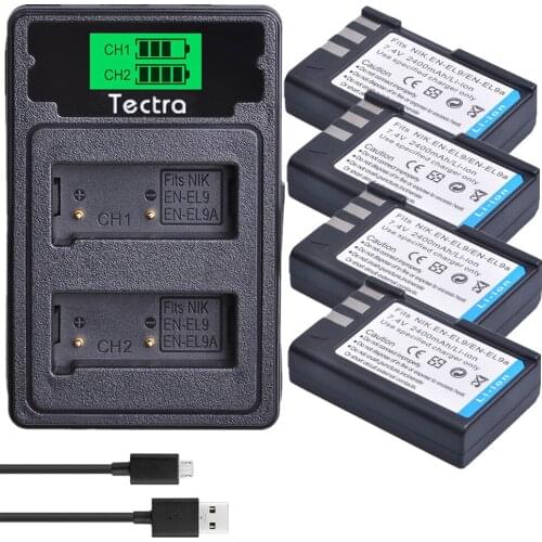 4X2400mAh EN-EL9 EN EL9 EN-EL9a EN EL9a EL9a Camera Battery+LCD Dual Type C Port Charger for Nikon D40 D60 D40X D5000