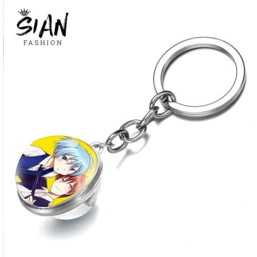 SIAN New Cartoon Assassination Classroom Keychain Double Side Photo Pendant Key Chain Ring Holder Jewelry Collection Accessories