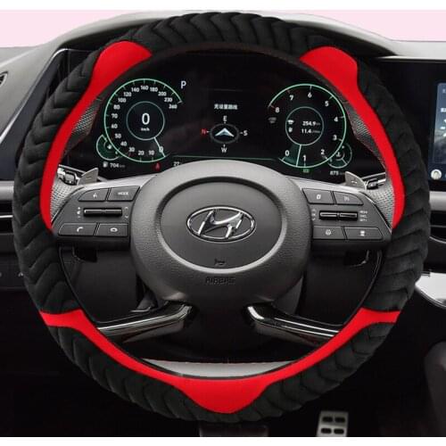 Non-slip Warm Flannelette Car Steering Wheel Cover Anti-slip for Hyundai i30 kona i10 i35 elantra santa fe Auto Accessories