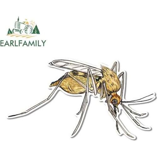 EARLFAMILY 13cm x 7.2cm Cartoon Mosquito Zika Artwork Auto Boat Camp Glass Body Vinyl Decal Car Sticker Waterproof Graphic