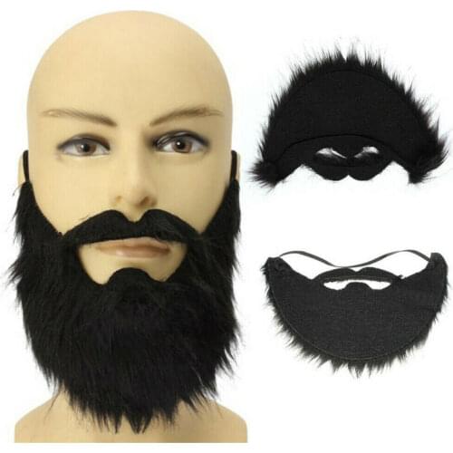FAROOT False Fake Goatee Beard Moustache black Fancy Dress Stick On Facial Hair Fake Beard