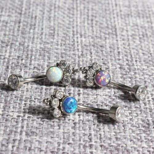 G23titan-anillos grandes de cristal para el vientre, 14G, Piercing curvo doble para el ombligo, Piercing de titanio, joyería par