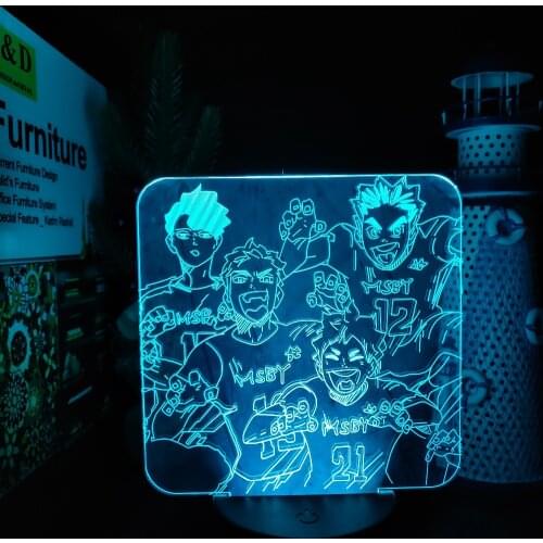 HAIKYUU Hinata Miya Sakusa Bokuto MSBY TEAM 3D Led ANIME LAMP Nightlights lampara 7 Color Changing For Bedroom Decor