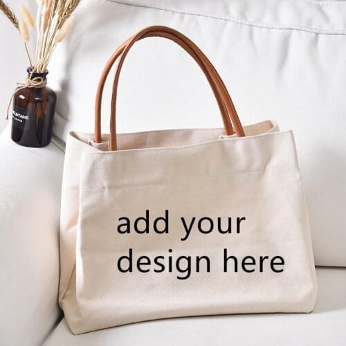 Customize Design Women Fashion Casual Canvas Bag Large Capacity Shoulder Bags Tote Shopping Bag Shopper Design What You Like