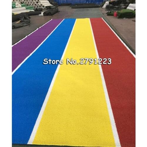 Artificial Lawn Carpet For School Kindergarten Outdoor Playground Rainbow Runway Plastic Fake Turf Encryption Artificial Carpet