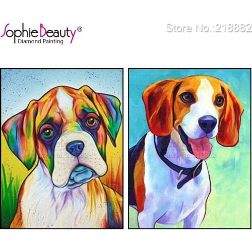 Sophie Beauty Hot Diy Diamond Painting Cross Stitch Resin Handcraft Embroidery Cartoon Animal Color Dog Needlework Mosaic Arts