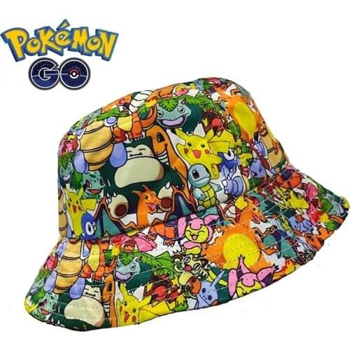 Anime Pokemon Fisherman Cap Pikachu Bucket Hat Pokemon Cosplay Hip Hop Cap Girls Boys Childrens Adult Figures Toys Gift