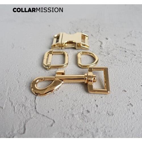 Metal buckle+adjust buckle+D ring+metal dog clasp/set) retailing DIY dog collar 20mm golden webbing sewing accessory