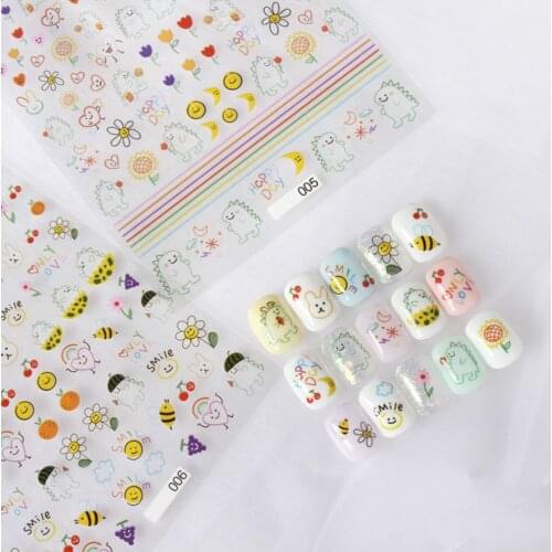 Cute Animals Teddy bear Rabbit Puppy High Quality 3D Engraved Nail Stickers Nail Art Decorations Nail Decals Design